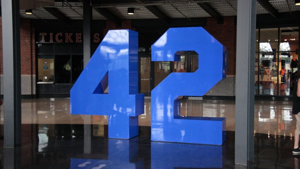New York Mets retired number memorial inside Jackie Robinson rotunda at Citi Field on July 29, 2009 in New York.