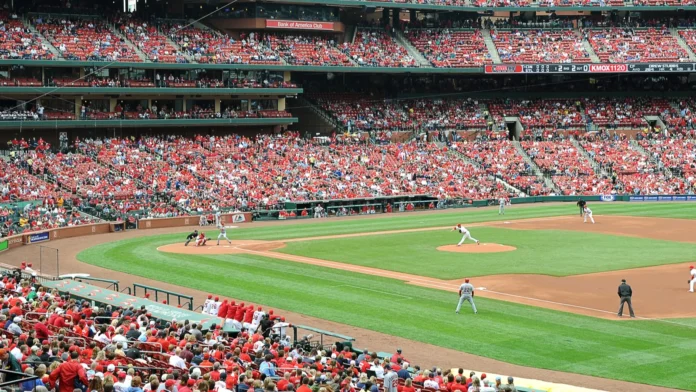 Baseball at Busch stadium with pitcher Chris Carpenter.
