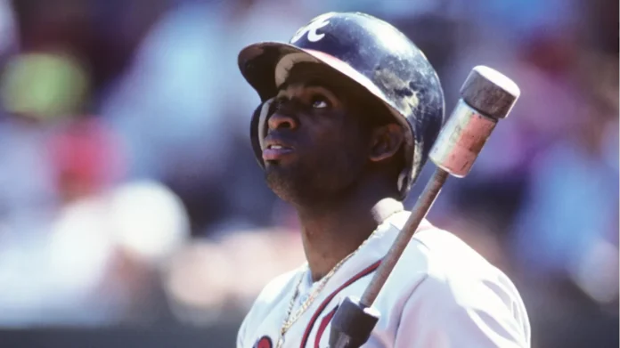 Deion Sanders of the Atlanta Braves.