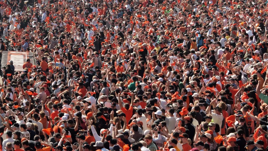 fan cheer in celebration of on field action
