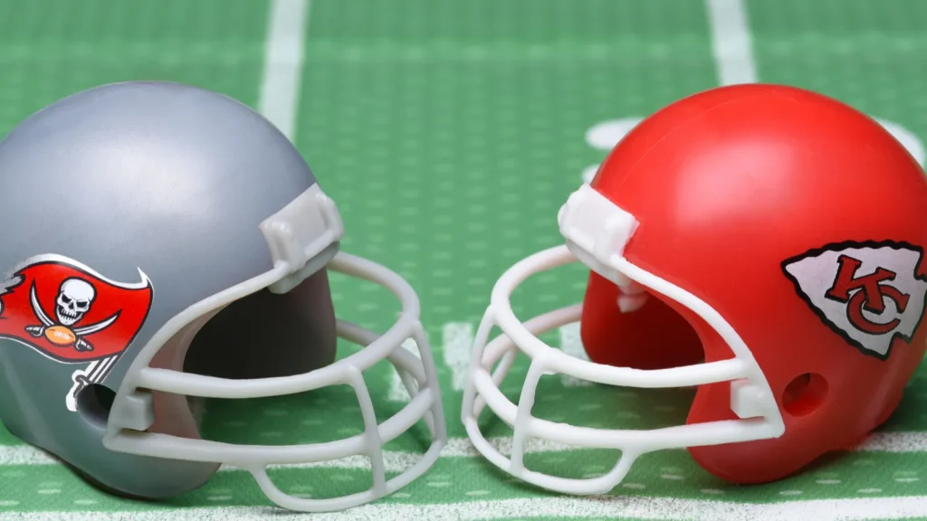 Helmets for the AFC and NFC teams. 