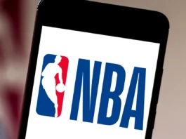 NBA logo displayed on a phone