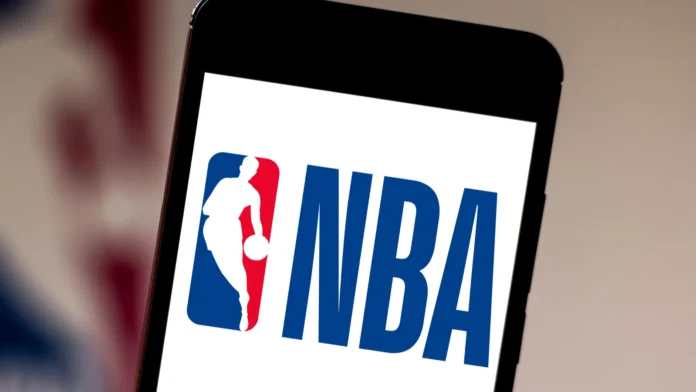 NBA logo displayed on a phone NBA logo displayed on a phone
