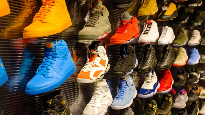 singapore21 jan 2017 nike jordan series basketball shoes display wall Nike Jordan series basketball shoes.