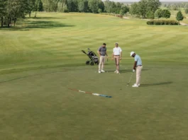 Sportsmen playing golf.