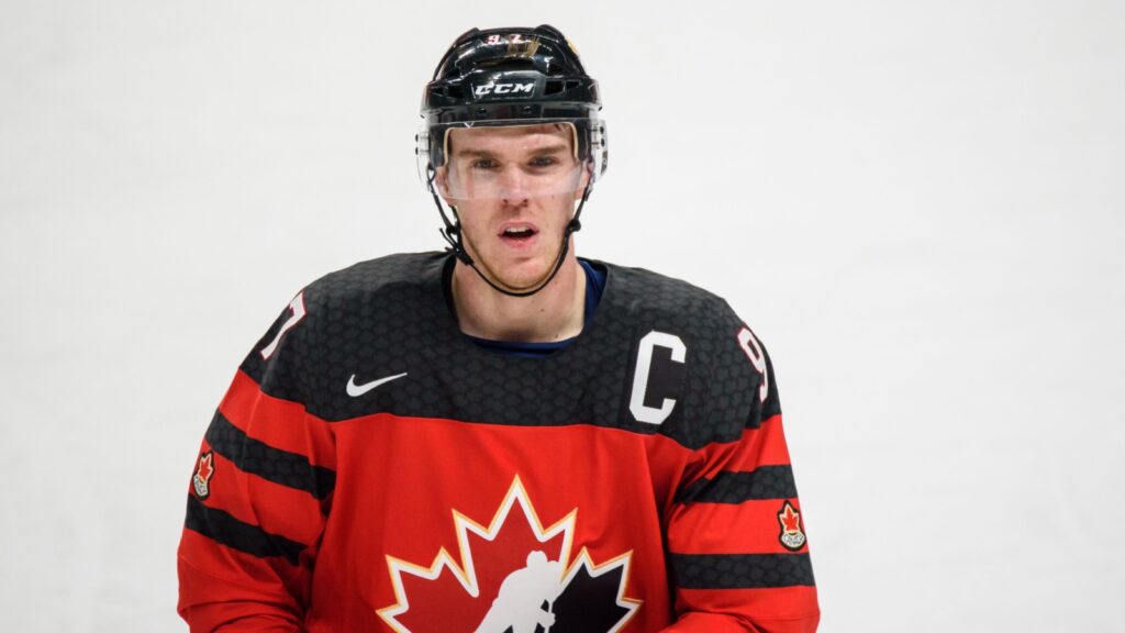 Connor McDavid at an NHL hockey match.
