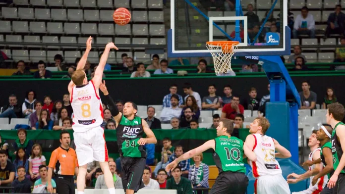 basketball shot Player making basketball shot.