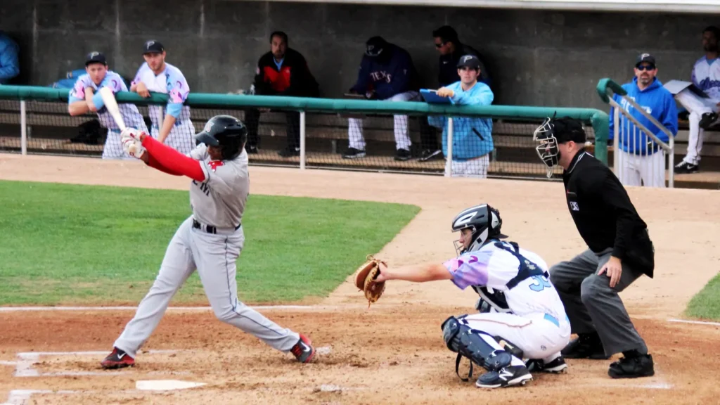 Baseball players playing game.
