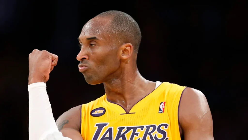 Kobe Bryant celebrating the winning shot.