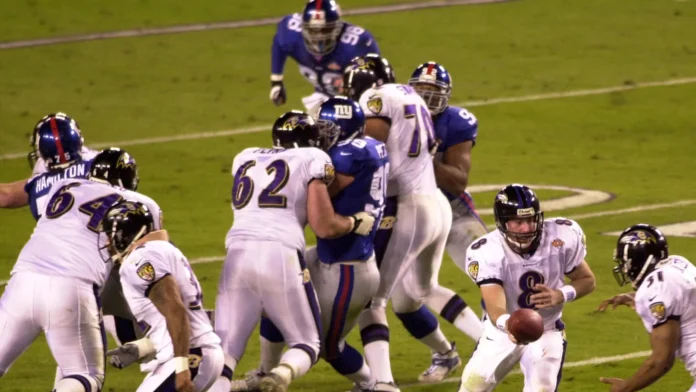 Baltimore Ravens in action on the game field.