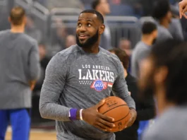 LeBron James during warm-ups.