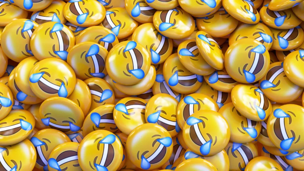 3d rendering of a lot of emojis with with tears