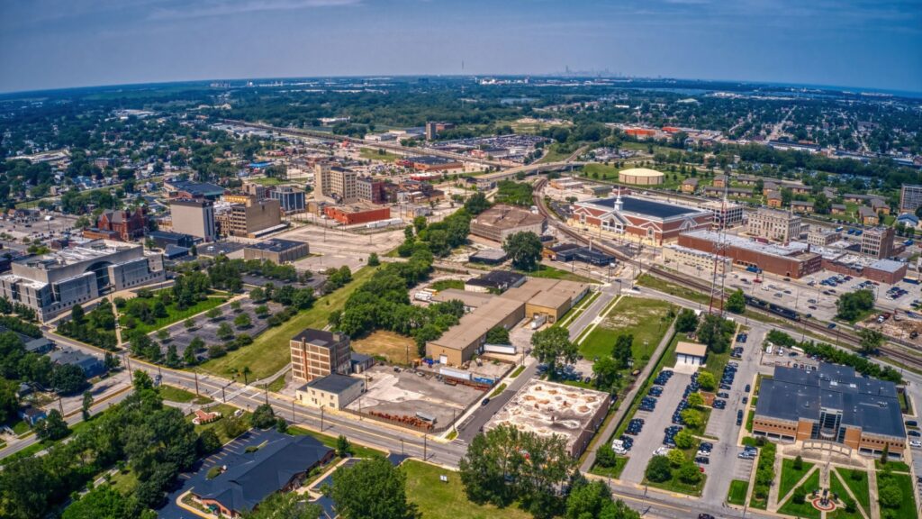 Aerial view of Hammond, Indiana.