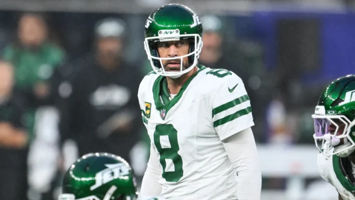 Aaron Rodgers of the New York Jets during the game.