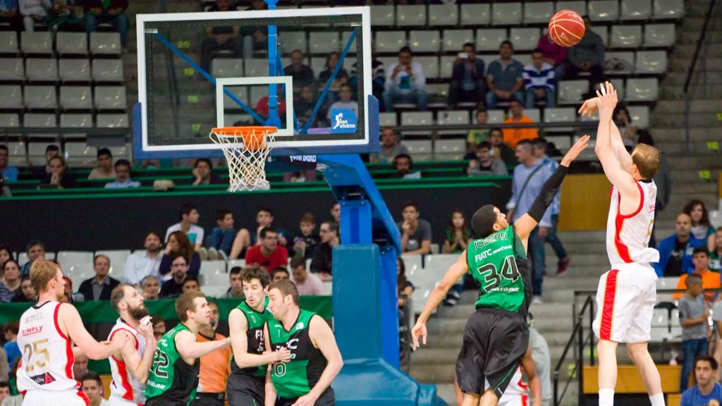 Basketball player making a shot.