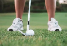 How course setups influence tournament outcomes in golf closeup banner of the legs of a young woman playing