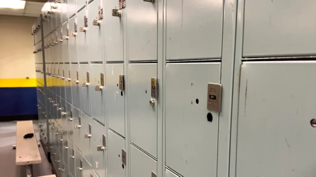 denver colorado usajuly 12 2024a row of metal lockers in