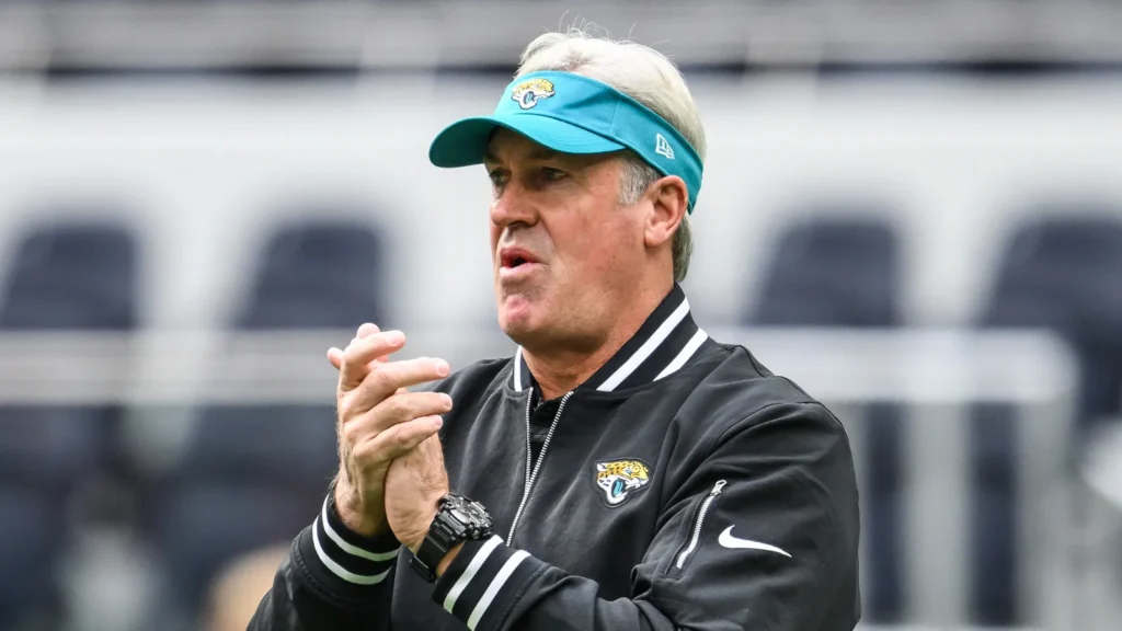 Doug Pederson, head coach of the Jacksonville Jaguars, on the game field.