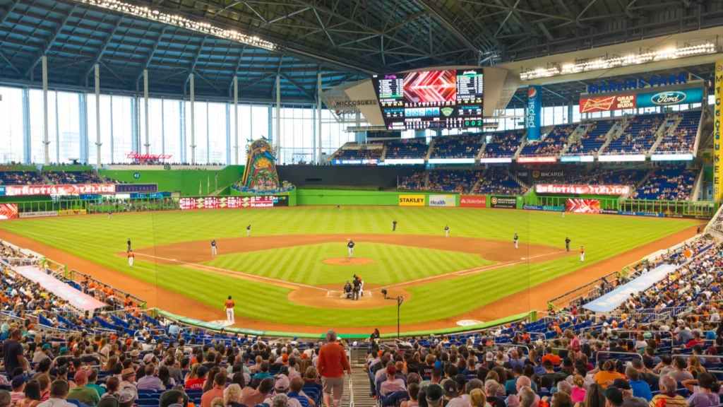 Fans watching a baseball game
