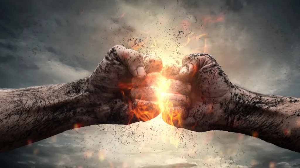 Fists clashing