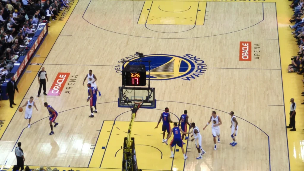 golden state warriors player stephen curry dribbles ball down co
