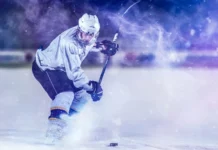 How cold-weather cities shaped the identity of NHL franchises ice hockey player in action kicking with stick
