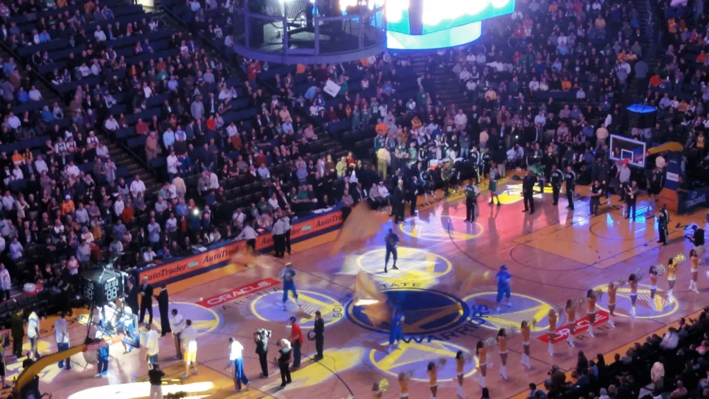 light show goes on during golden state warriors intro to