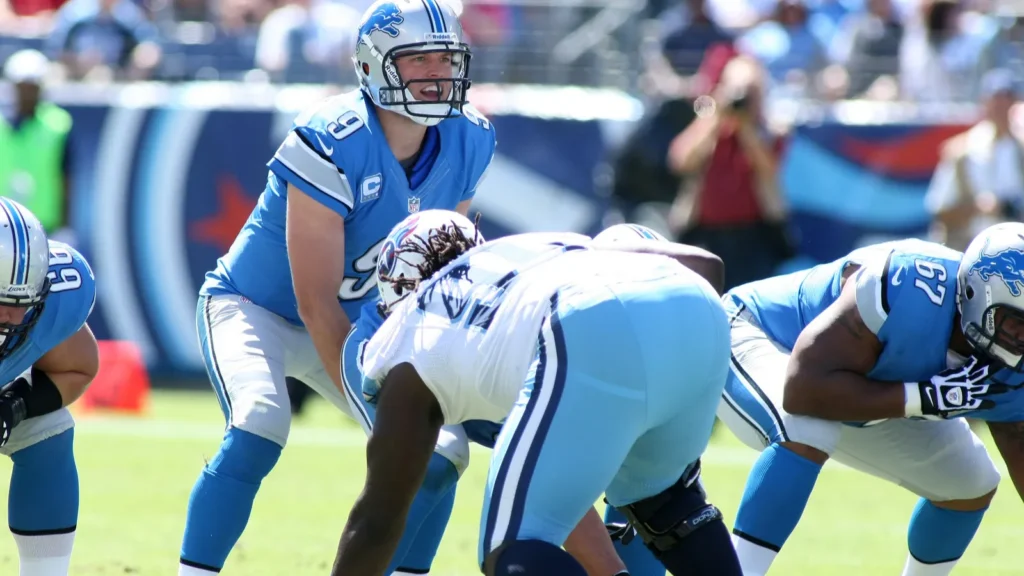 matthew stafford quarterback for the detroit lions in game action