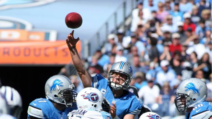 Matthew Stafford quarterback for the detroit lions in game action