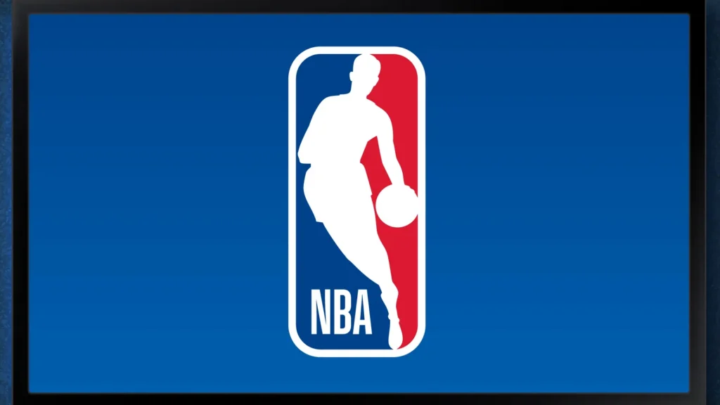 nba national basketball association league logo on tv screen moscow