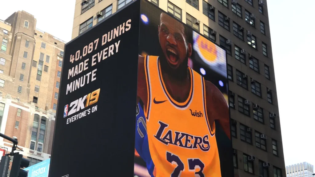 new york  december 6 2018 billboard promoting video games