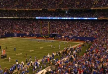 A packed football stadium