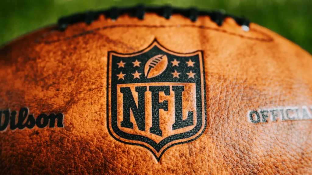 NFL logo on leather football