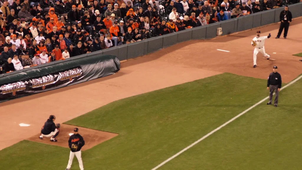Baseball bullpen pitchers warming up.