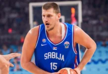 Jokic dominates late as Nuggets beat Spurs in 136-134 thriller riga latvia 30th august 2025 nikola jokic during fiba eurobasket