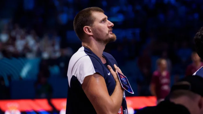 riga latvia 30th august 2025 nikola jokic during national anthem riga latvia 30th august 2025 nikola jokic during national anthem