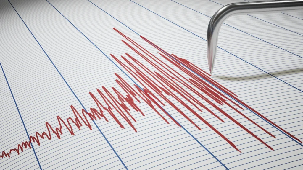 seismograph for earthquake detection or lie detector is drawing