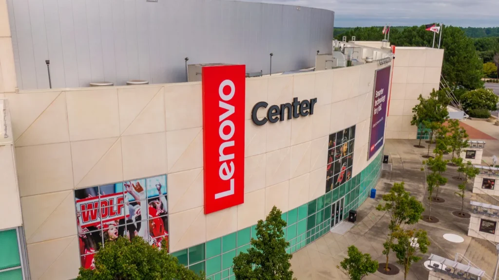 this highangle drone shot captures the lenovo center arena in