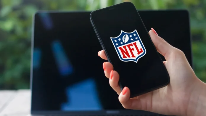 NFL logo on a screen.