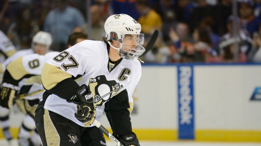 Sidney Crosby in action during an NHL game.