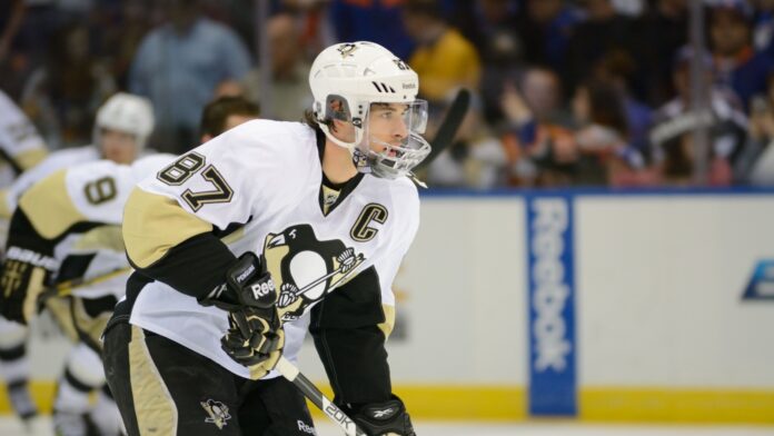 Sidney Crosby in action during an NHL game.