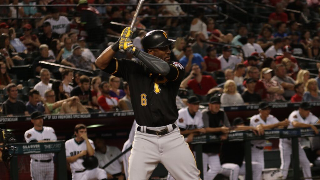 Starling Marte in action during a baseball match.