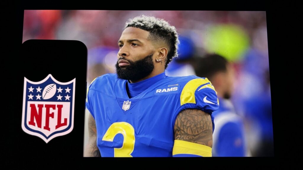 Odell Beckham Jr. featured on screen next to the NFL logo.