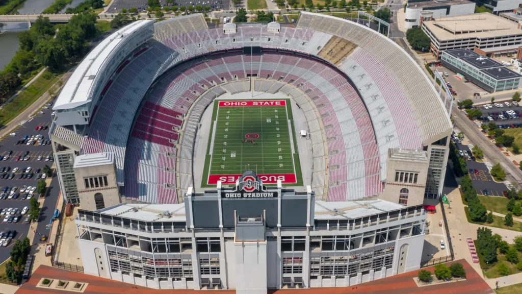aerial views of ohio stadium on the campus of ohio