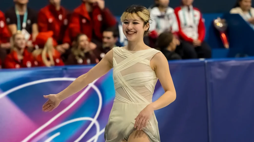 Alysa Liu performing happily.