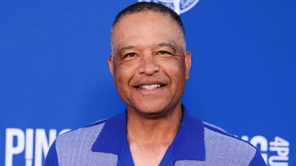 american baseball manager dave roberts arrives at kershaws challenge 10th