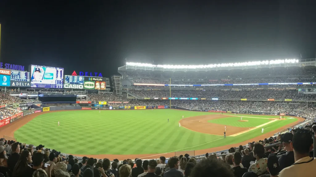 baseball game played at yankee stadium in new york against