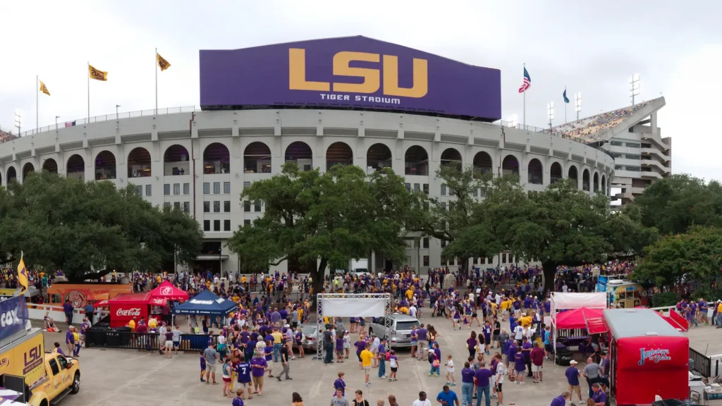 Tiger Stadium, home of the Louisiana State University (LSU) Tigers football team in Baton Rouge, Louisiana.
