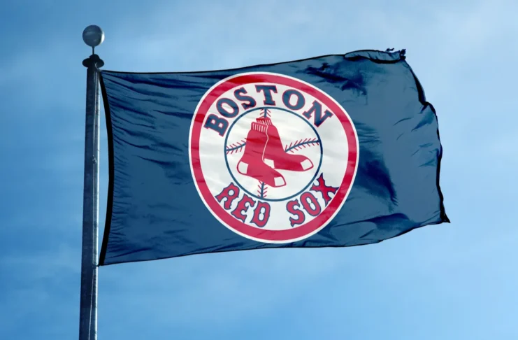 Boston Red Sox baseball team flag on a pole