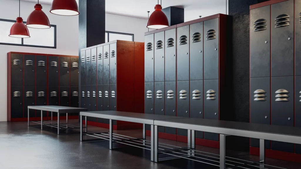 Clean locker room interior